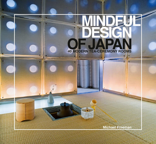 Book cover display of 'Mindful Design of Japan' showcasing clean typographic layout and subtle architectural textures.