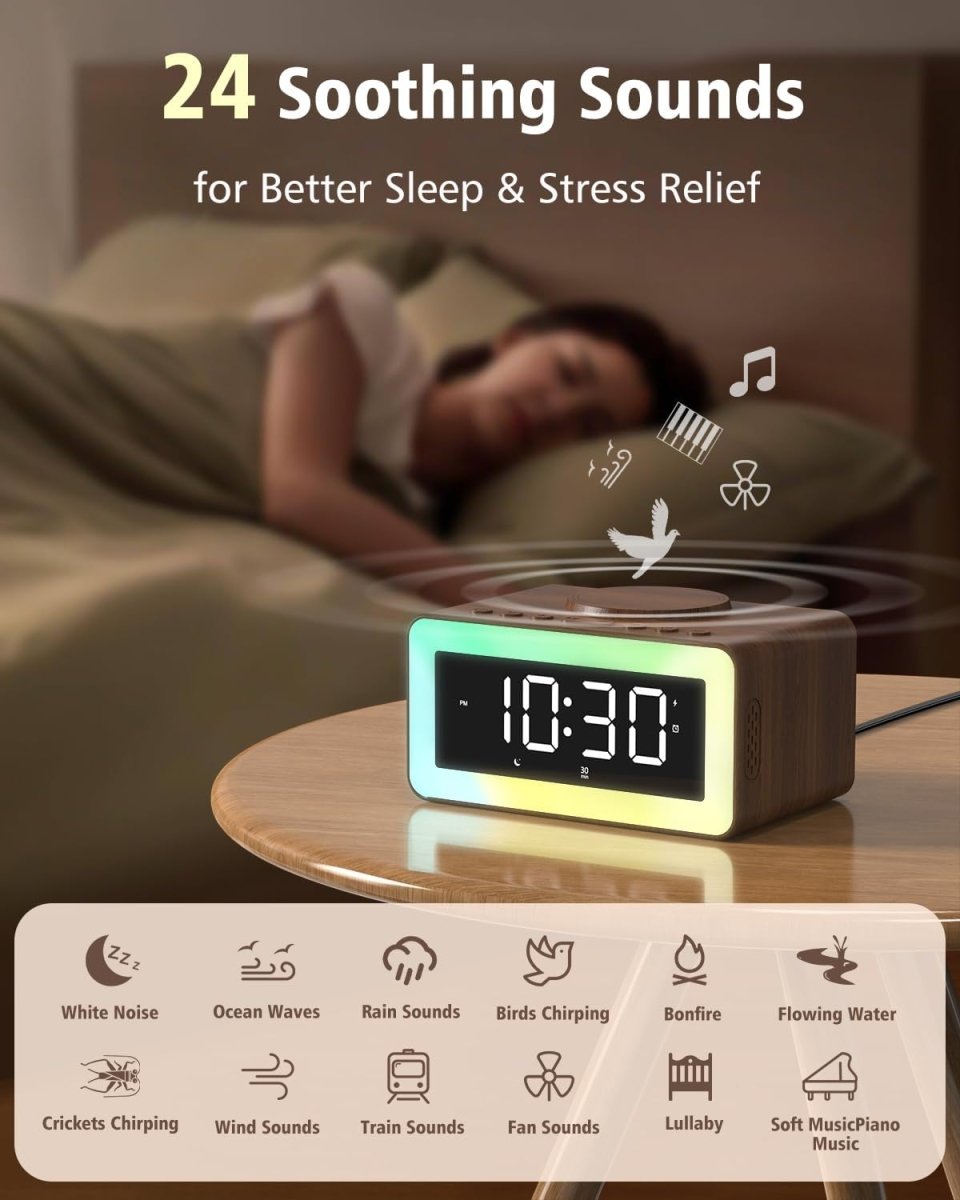 Alarm Clock Bedside with Wireless Charger - Arythmos Ena