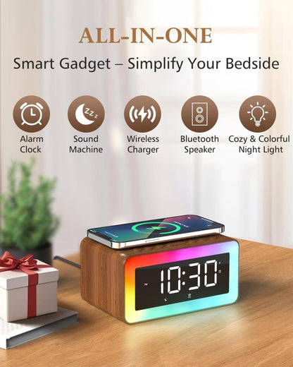 Alarm Clock Bedside with Wireless Charger - Arythmos Ena