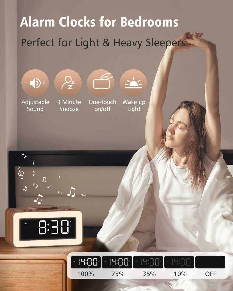 Alarm Clock Bedside with Wireless Charger - Arythmos Ena