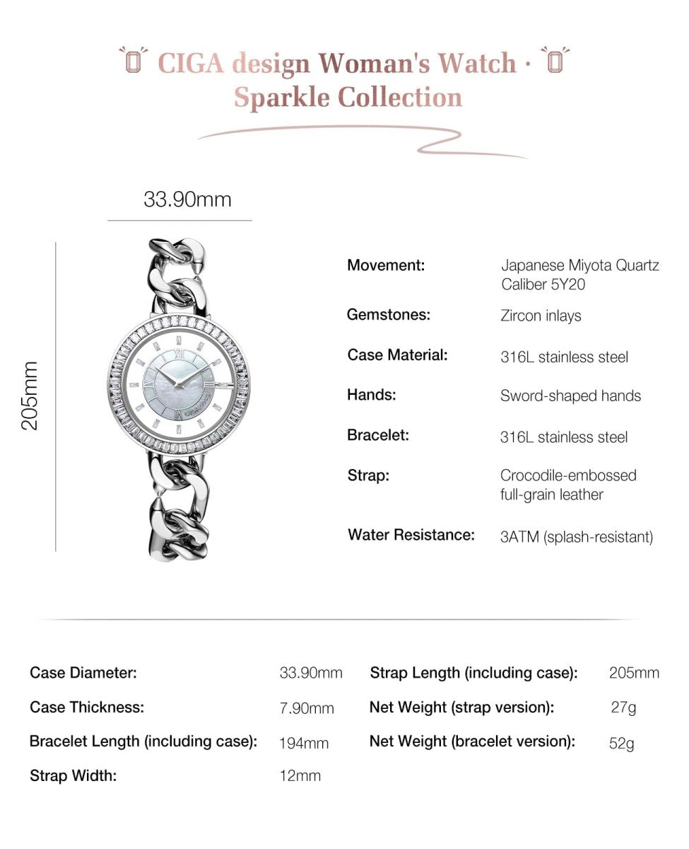 CIGA Design Watches for Women Sparkle Collection