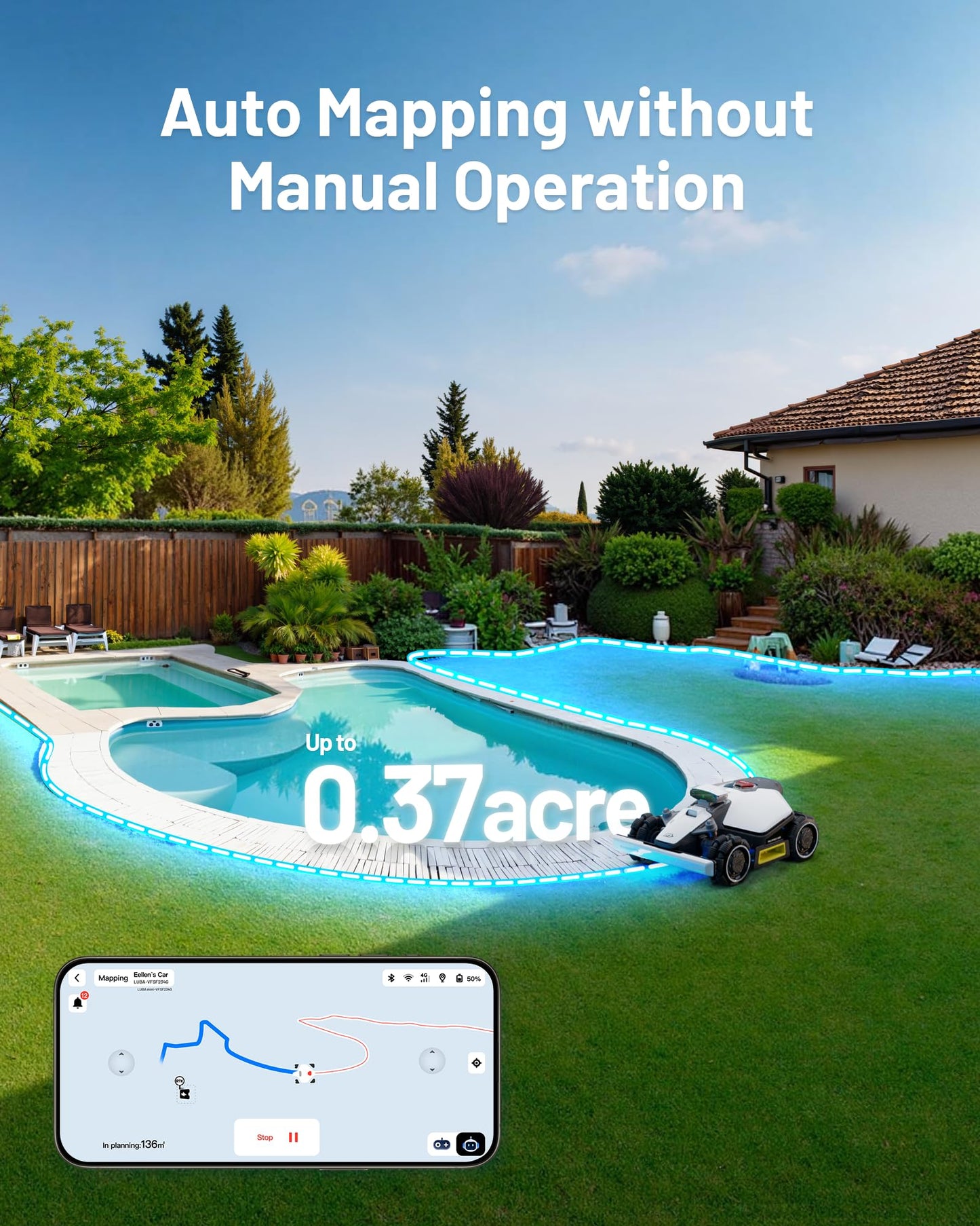 MAMMOTION LUBA mini AWD Robot Lawn Mower without Boundary,