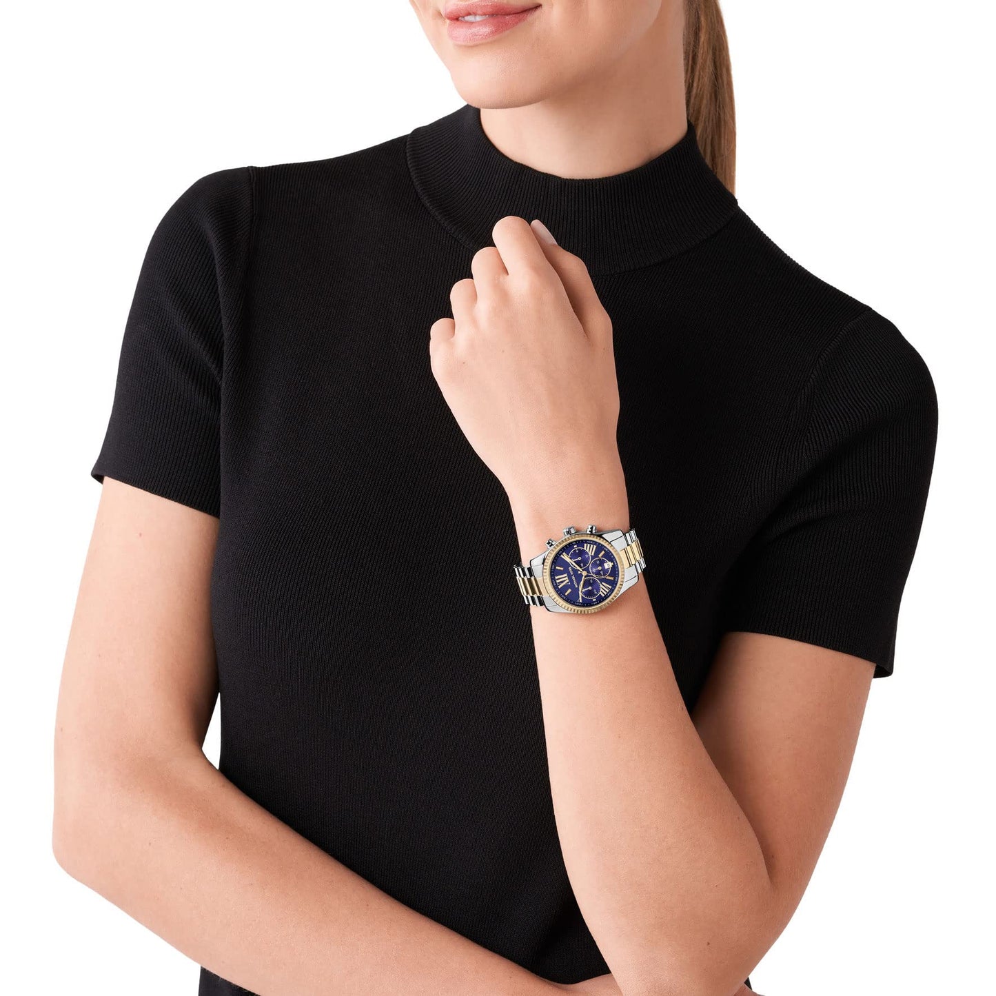 Michael Kors Lexington Watch for Women, Quartz Chronograph Movement with Stainless Steel Strap