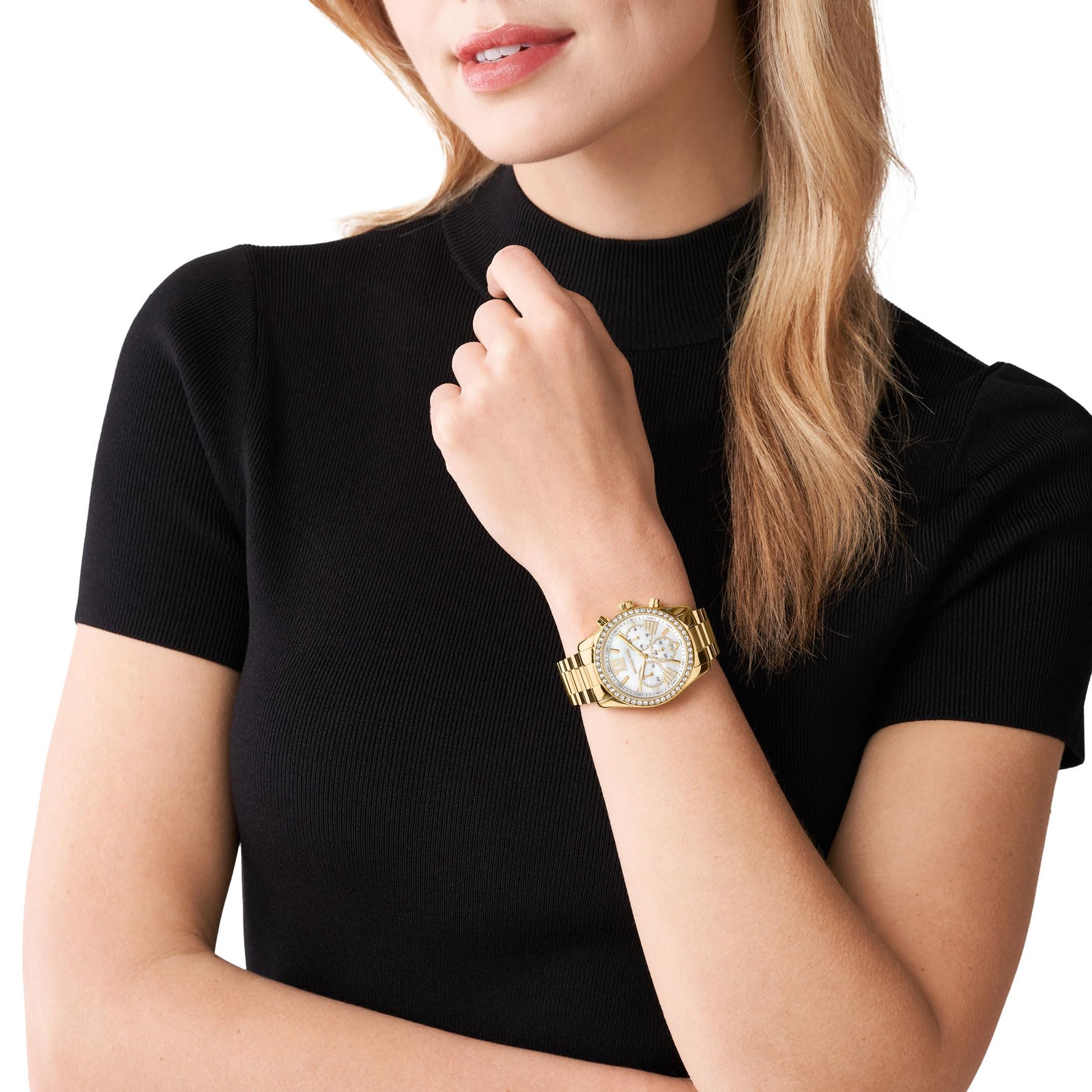 Michael Kors Lexington Watch for Women, Quartz Chronograph Movement with Stainless Steel Strap