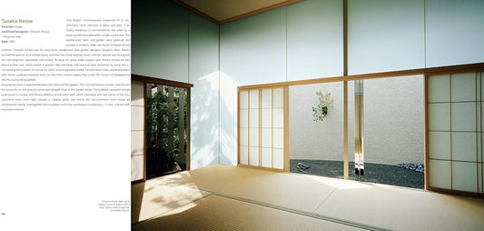 Editorial interior view of a minimalist Japanese-inspired room featuring shoji sliding screens, natural wood flooring, and serene ambient lighting.