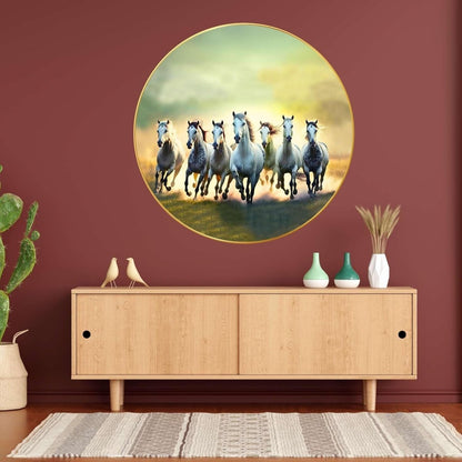 Sandhu crafts Seven Horses Vastu Painting For Wall Decoration Big Large Size 7 horse Vastu Frame Golden Framed