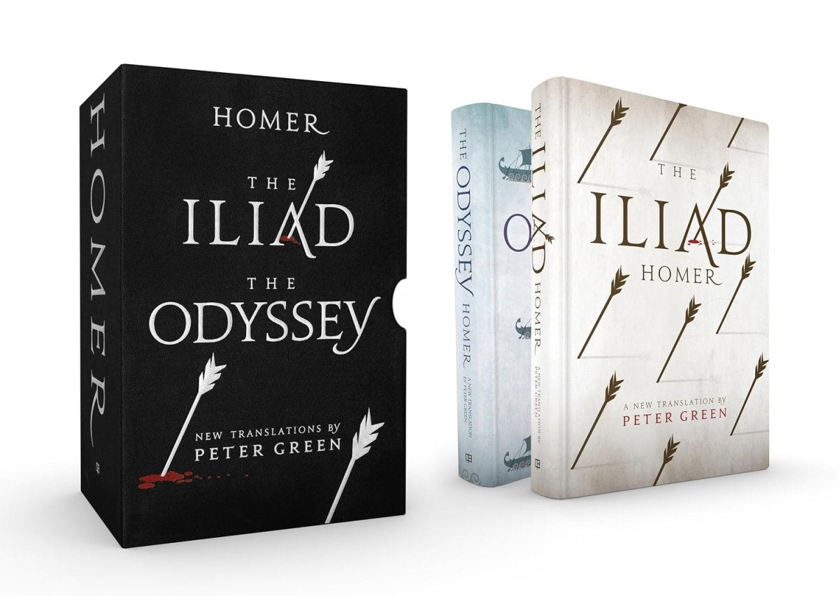BLACK AND white covers of homer's epic books