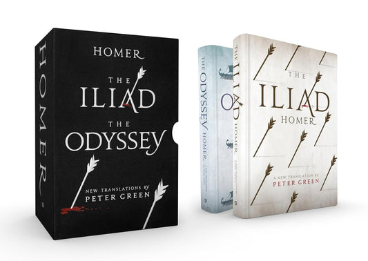 BLACK AND white covers of homer's epic books